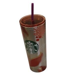 Starbucks Christmas Cold Cup Tumbler Winter Holly Holiday 2019 24 oz